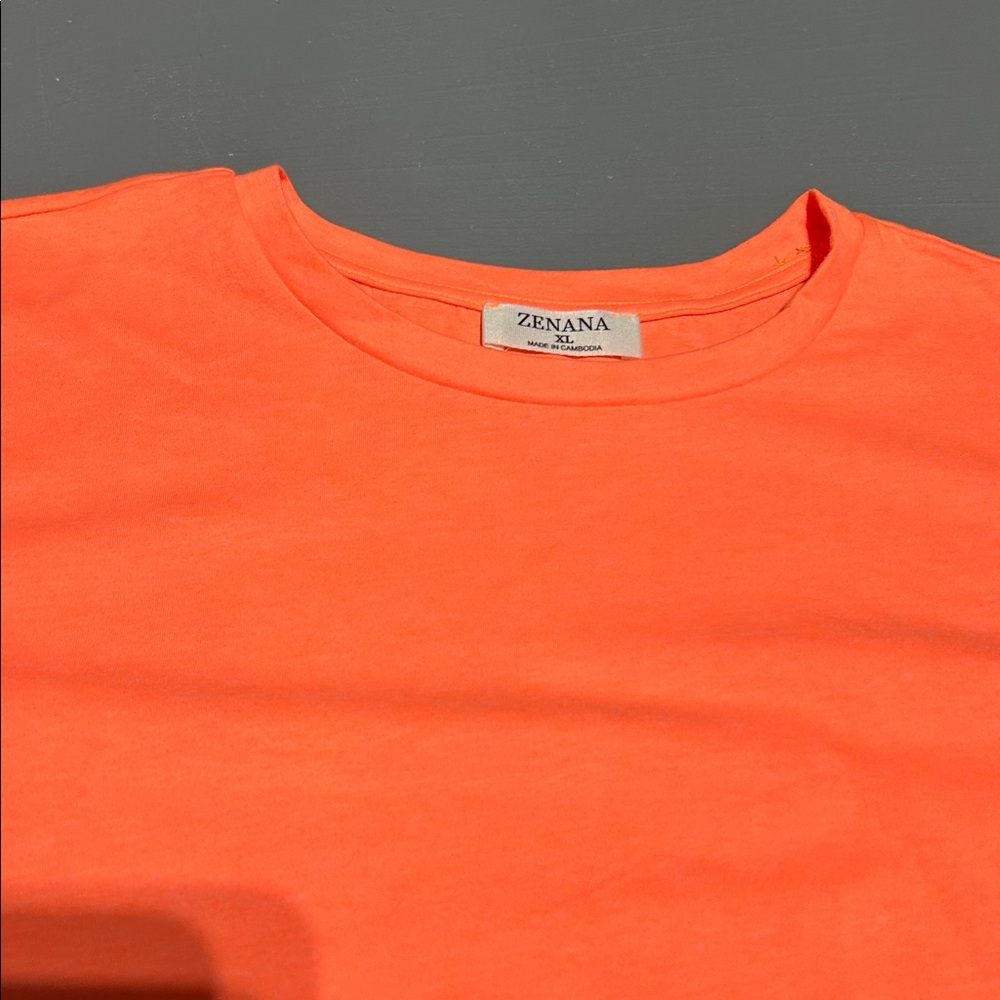 Zenana Orange Basic Essential Soft Short Sleeve Shirt (Women’s XL) - Picture 5 of 7